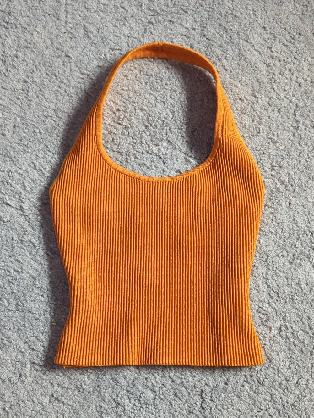 Babaton Orange Sculpt Knit Halter Crop Top